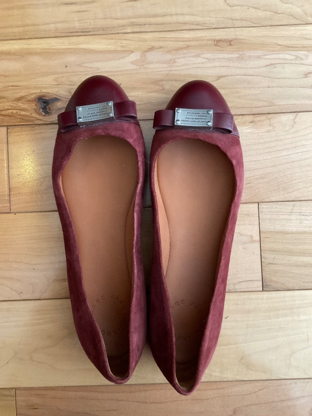 Marc Jacobs burgundy suede ballerinas